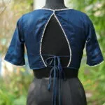 Moti Bichitra Backless – Blouse in Mid Night Blue, back view | Tilattama
