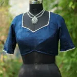 Moti Bichitra Backless – Blouse in Mid Night Blue, front view | Tilattama