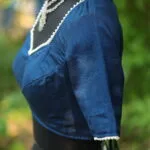 Moti Bichitra Backless – Blouse in Mid Night Blue, side view | Tilattama