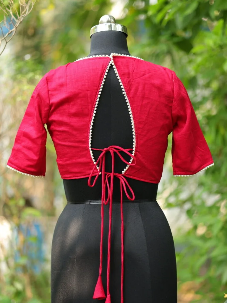 Moti Bichitra Backless – Blouse in Rani, back view | Tilattama