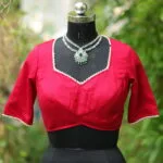 Moti Bichitra Backless – Blouse in Rani, front view | Tilattama