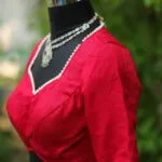 Moti Bichitra Backless – Blouse in Rani, side view | Tilattama