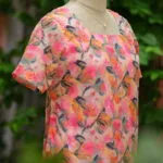 Multi Floral Chikan – Kurti in Blush pink, side view | Tilattama