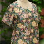 Multi Floral Chikan – Kurti in Green, side view | Tilattama