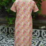 Multi Floral Chikan – Kurti in rainbow, back view | Tilattama