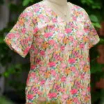 Multi Floral Chikan – Kurti in rainbow, side view | Tilattama