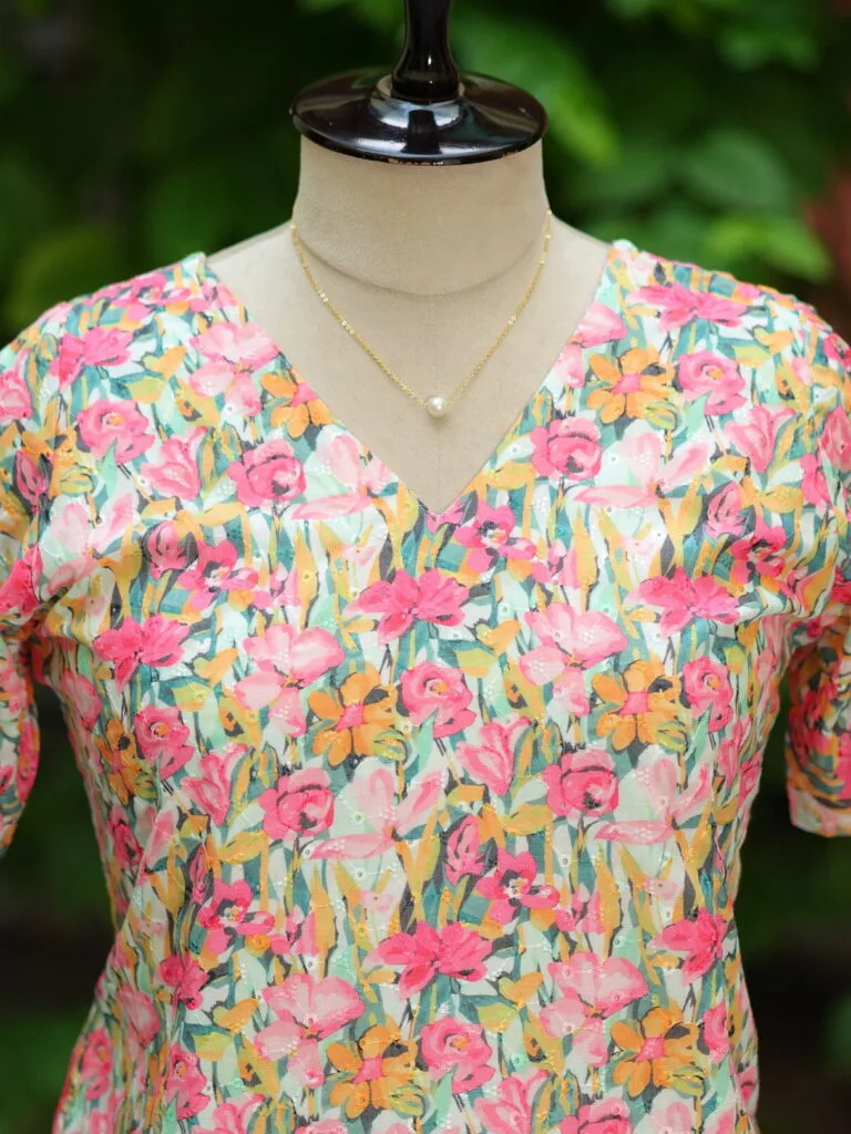 Multi Floral Chikan – Kurti in rainbow | Tilattama
