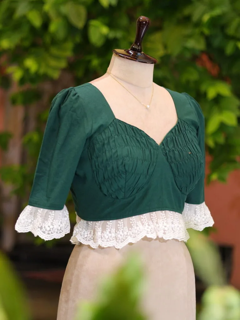 Nandini – Blouse in Bottle Green, side view | Tilattama