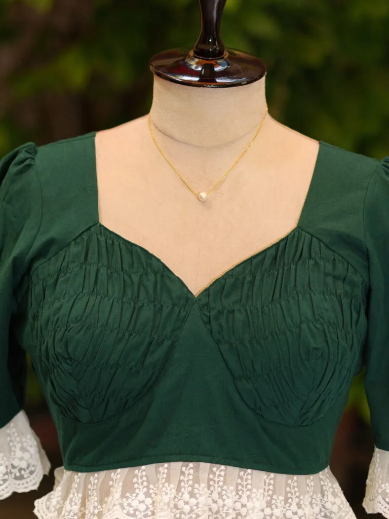 Nandini – Blouse in Bottle Green | Tilattama