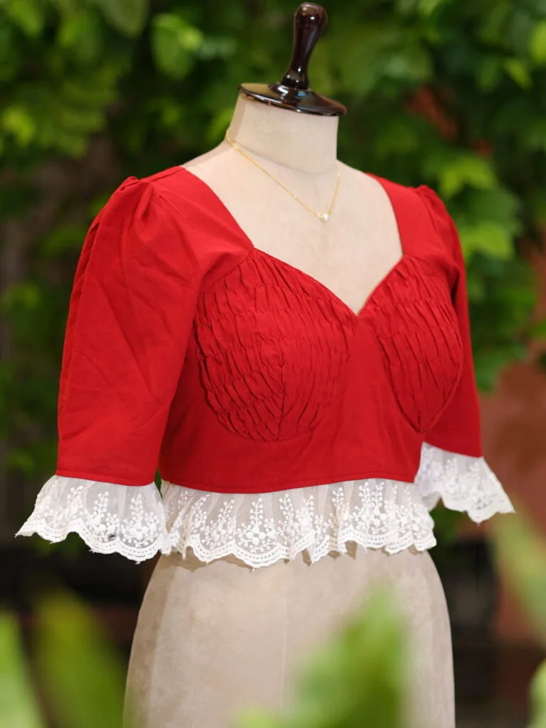Nandini – Blouse in Maroon, side view | Tilattama