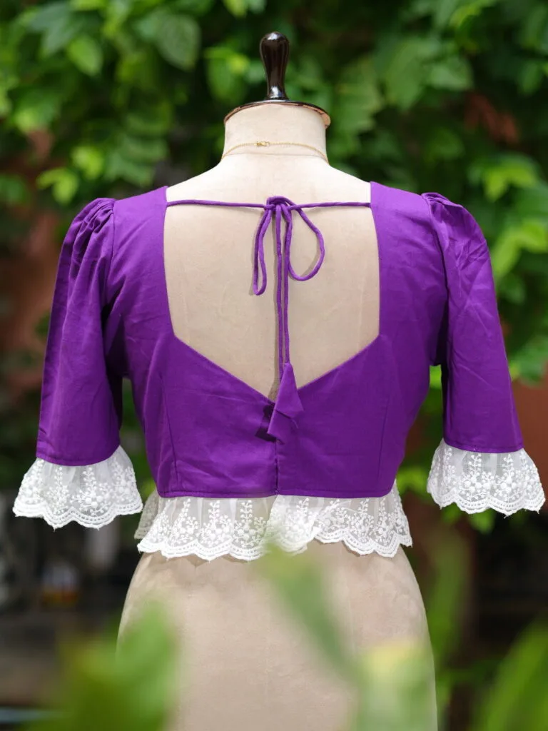 Nandini – Blouse in Purple, back view | Tilattama