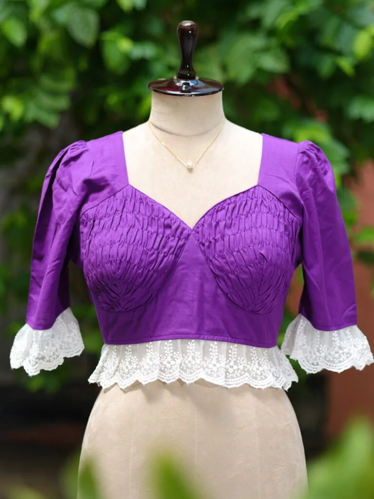 Nandini – Blouse in Purple, front view | Tilattama