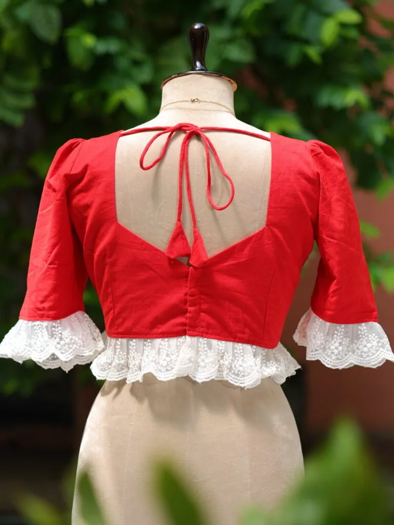 Nandini – Blouse in Red, back view | Tilattama