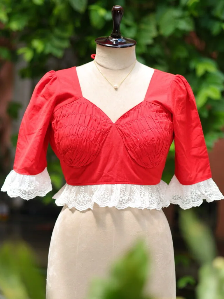 Nandini – Blouse in Red, front view | Tilattama