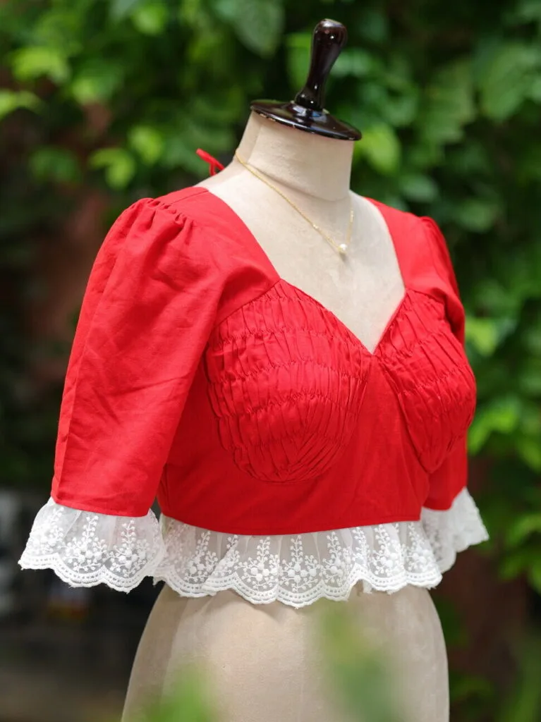Nandini – Blouse in Red, side view | Tilattama