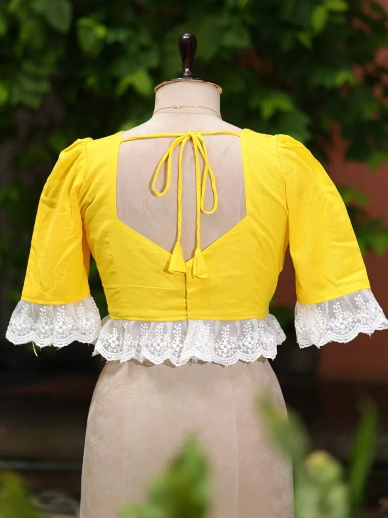 Nandini – Blouse in Yellow, back view | Tilattama
