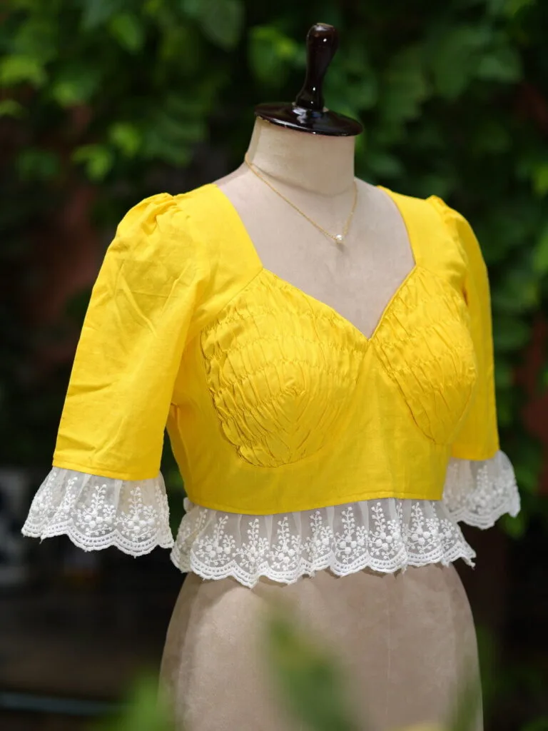 Nandini – Blouse in Yellow, side view | Tilattama