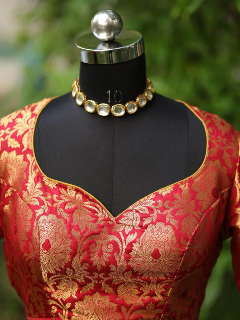 Noorani Katan G/S – Blouse in Maroon | Tilattama