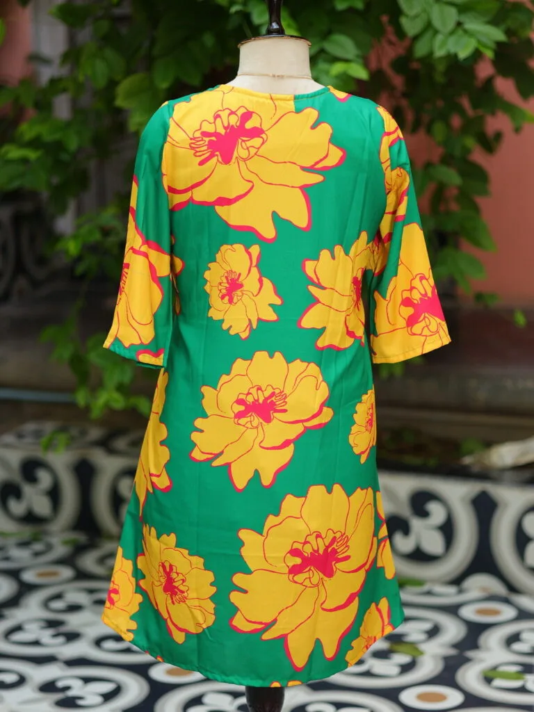 Patal Fold – Kurti in Yellow, back view | Tilattama