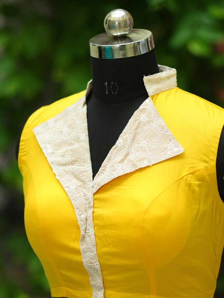 Pearl Petal – Blouse in Yellow, side view | Tilattama