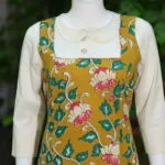 Pen Kalamkari Baby Collar One Piece – Kurti in Neon Pista | Tilattama