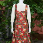 Pen Kalamkari Baby Collar One Piece – Kurti in Red, back view | Tilattama