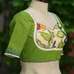 Pen Kalamkari Mumtaz  G/S – Blouse in Green, side view | Tilattama