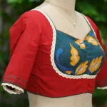 Pen Kalamkari Mumtaz  G/S – Blouse in Red, side view | Tilattama