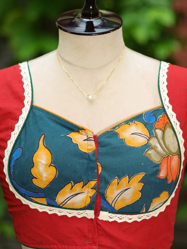 Pen Kalamkari Mumtaz  G/S – Blouse in Red | Tilattama