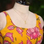 Pen Kalamkari Round Neck – Blouse in Yellow, neckline | Tilattama