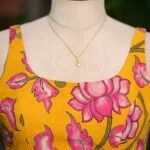 Pen Kalamkari Round Neck – Blouse in Yellow, neckline | Tilattama