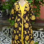 Pen Kalamkari Shrug Co-Ord Set – Co-ord in Black, front view | Tilattama