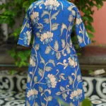 Pen Kalamkari Shrug Co-Ord Set – Co-ord in Blue, back view | Tilattama