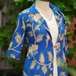 Pen Kalamkari Shrug Co-Ord Set – Co-ord in Blue, side view | Tilattama