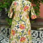 Pen Kalamkari Shrug Co-Ord Set – Co-ord in Off white, back view | Tilattama