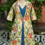 Pen Kalamkari Shrug Co-Ord Set – Co-ord in Off white, front view | Tilattama