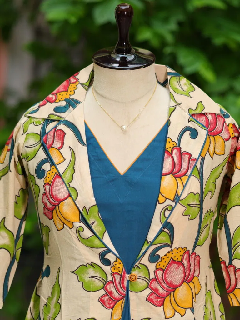Pen Kalamkari Shrug Co-Ord Set – Co-ord in Off white | Tilattama