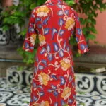 Pen Kalamkari Shrug Co-Ord Set – Co-ord in Red, back view | Tilattama