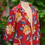 Pen Kalamkari Shrug Co-Ord Set – Co-ord in Red, side view | Tilattama
