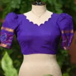 Pochampally Bow Backless – Blouse in brinjal, front view | Tilattama