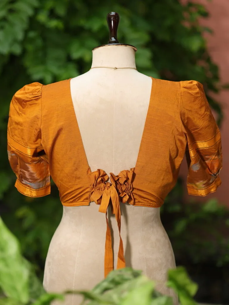 Pochampally Bow Backless - mustard