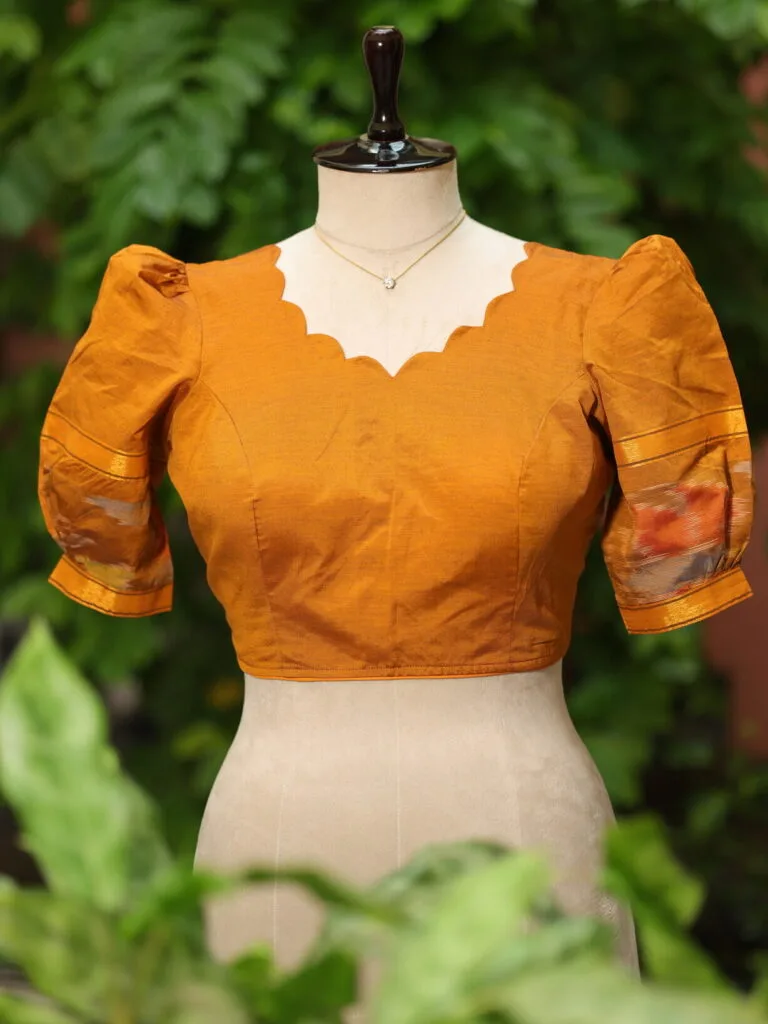 Pochampally Bow Backless - mustard