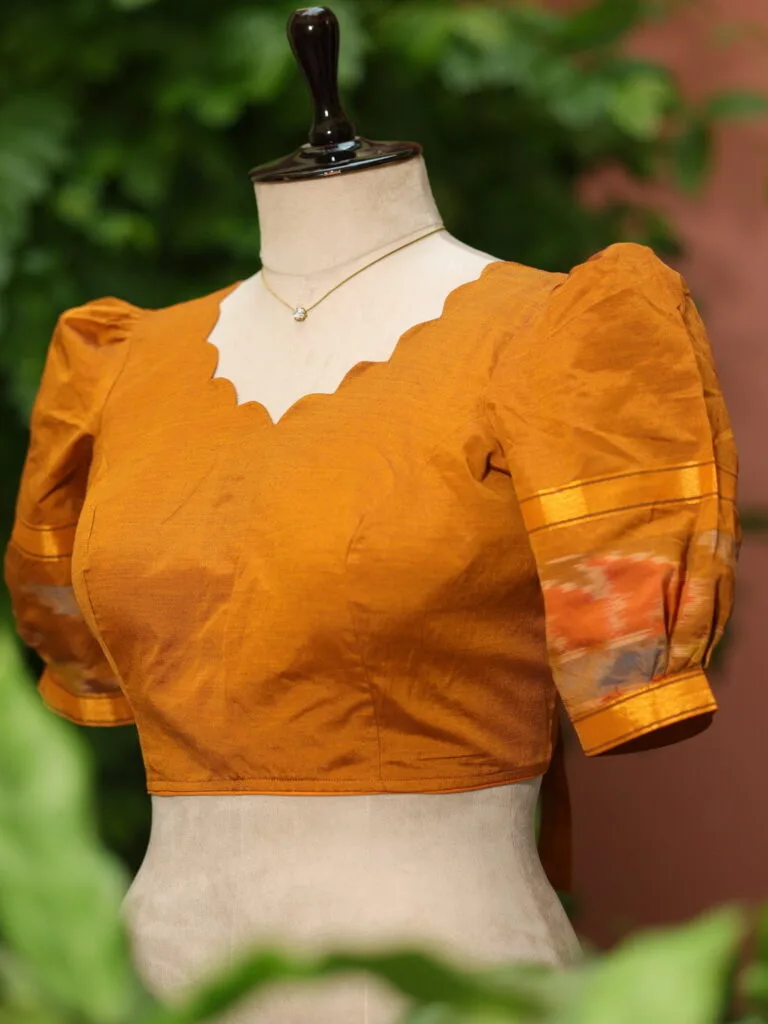 Pochampally Bow Backless - mustard
