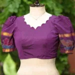 Pochampally Bow Backless – Blouse in Wine, front view | Tilattama