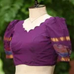 Pochampally Bow Backless – Blouse in Wine, side view | Tilattama