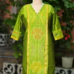 Pochampally Kurti – Kurti in Neon green, front view | Tilattama