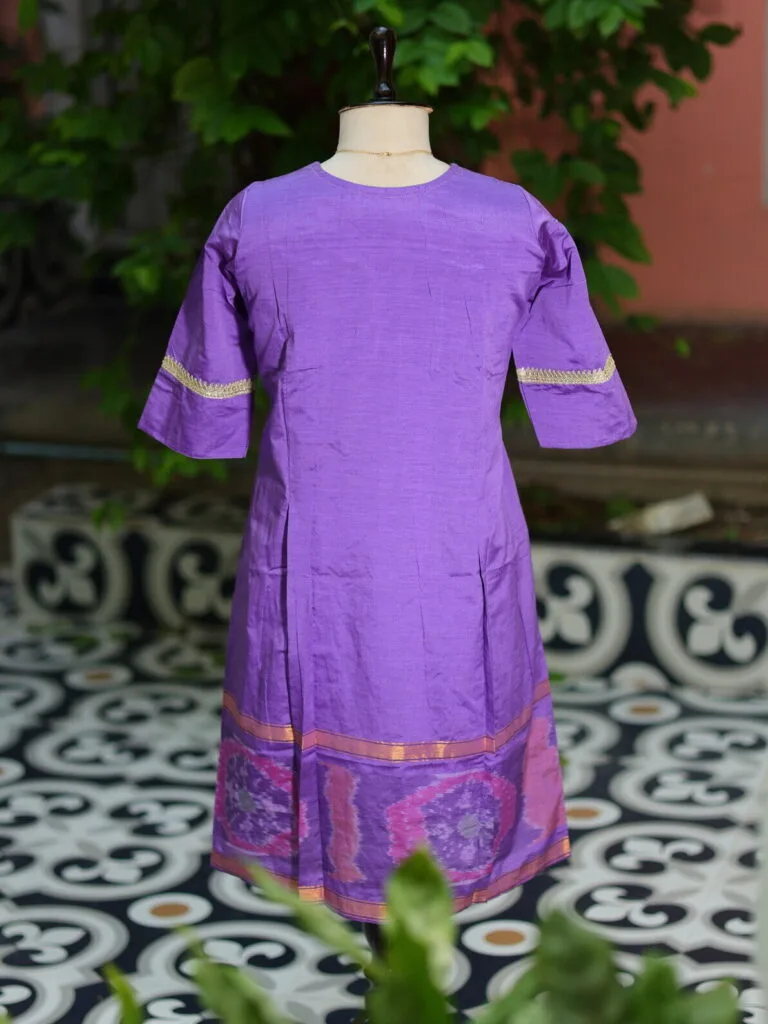 Pochampally One Piece – Kurti in Lavender, back view | Tilattama