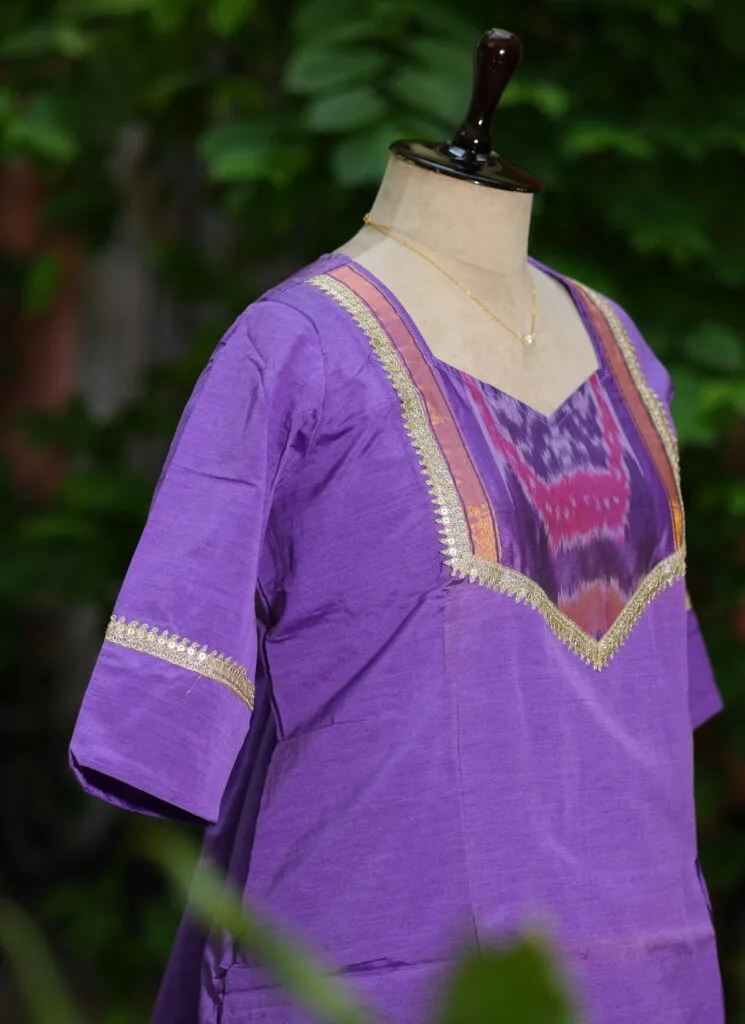 Pochampally One Piece – Kurti in Lavender, side view | Tilattama
