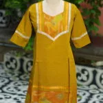 Pochampally One Piece – Kurti in Neon Pista, front view | Tilattama