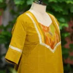 Pochampally One Piece – Kurti in Neon Pista, side view | Tilattama